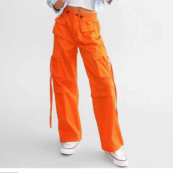 Vibrant M.I.U Pants - Vibrant M.I.U. Orange Wide Leg Cargo Pants Womens Size M